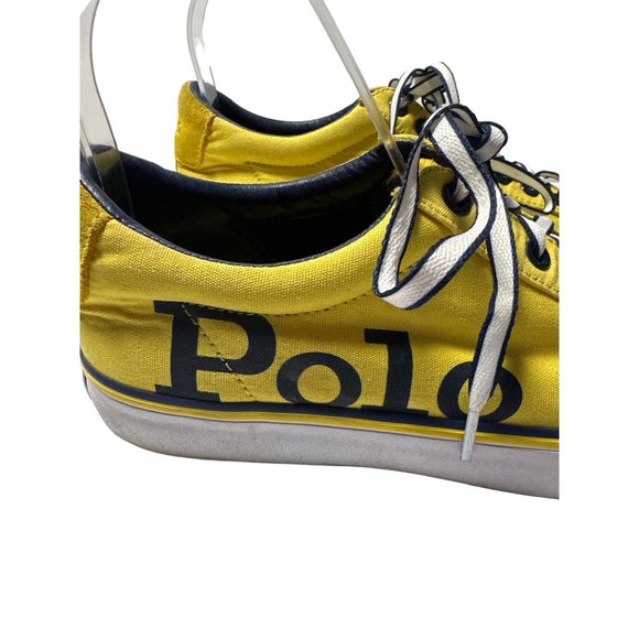 POLO Ralph Lauren SAYER LOGO Canvas Lace Up Low Top Casual Sneaker Size 8 - Picture 2 of 11